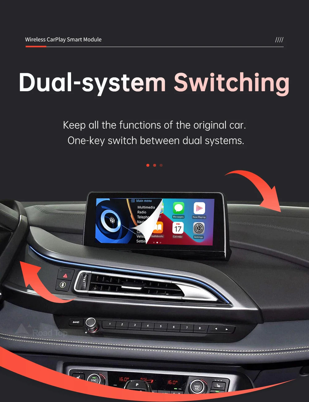 Wireless CarPlay Android Auto pentru sistemul BMW i8 I12 NBT 2014-2018, cu Mirror Link AirPlay Car Play Funcții