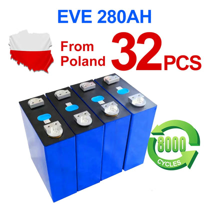 Poland Stock Grade A+ EVE280K 24V 48V 96V Lifepo4 Battery Pack Rechargeable Batteries Tax Free Home Solar