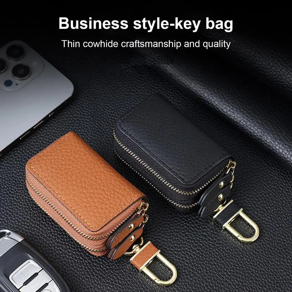 Car Key Case Signal Blocker Case Faraday Box Anti-Hacking Anti-Theft Key Fob RFID Signal Blocking Bag Leather Pouch Case Blocker