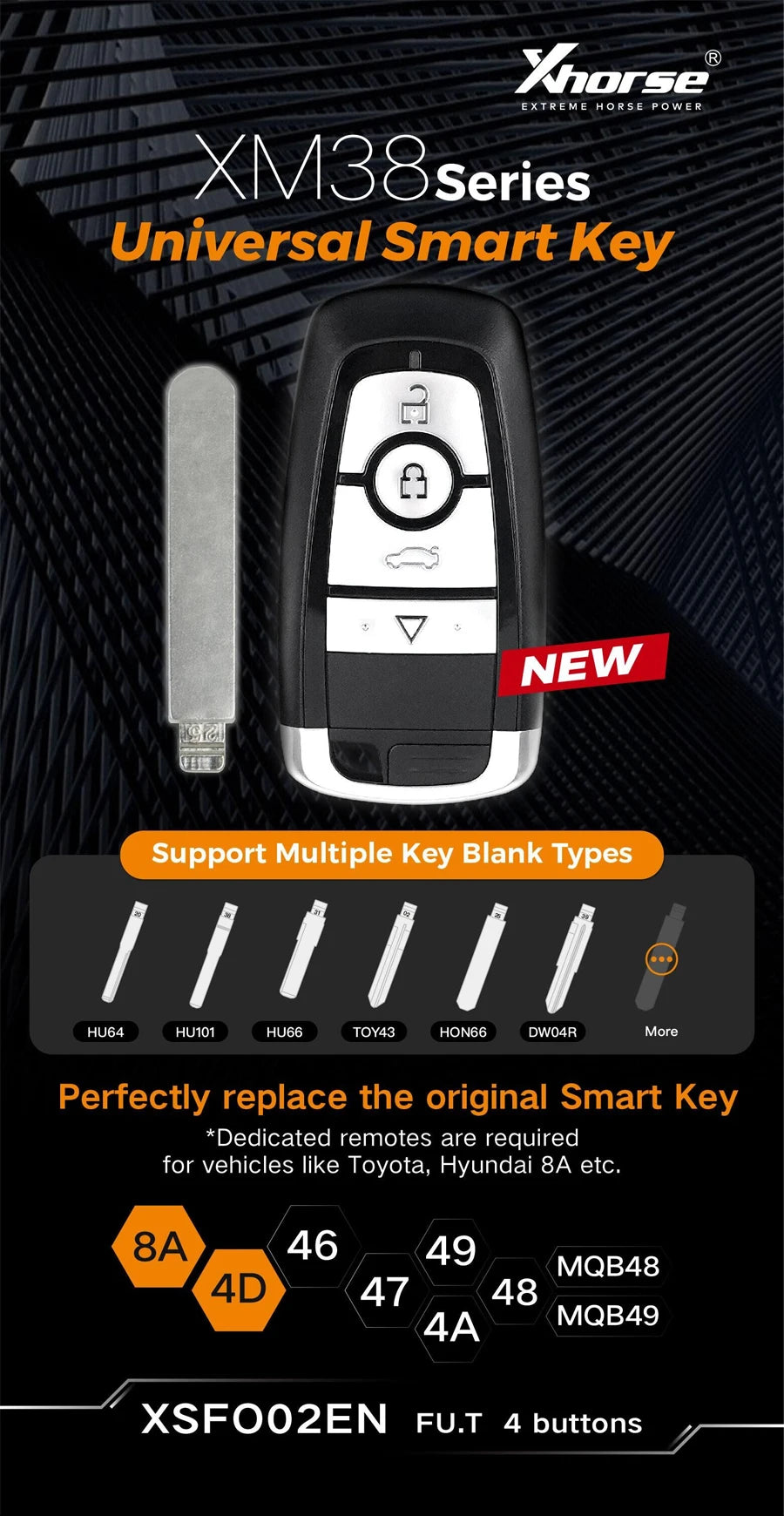 Xhorse XSFO02EN XM38 Series Universal Smart Key 4 Buttons