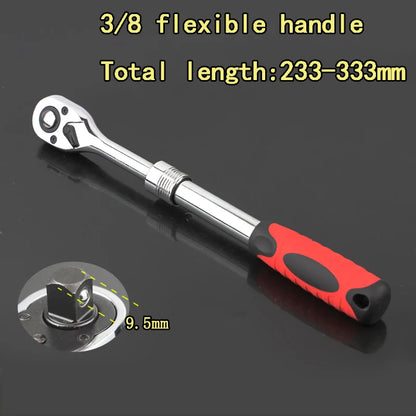 High Torque 72 Teeth Swivel Ratchet Wrench - 1/4", 3/8", 1/2" Drive Steel Socket Wrench with Quick Release