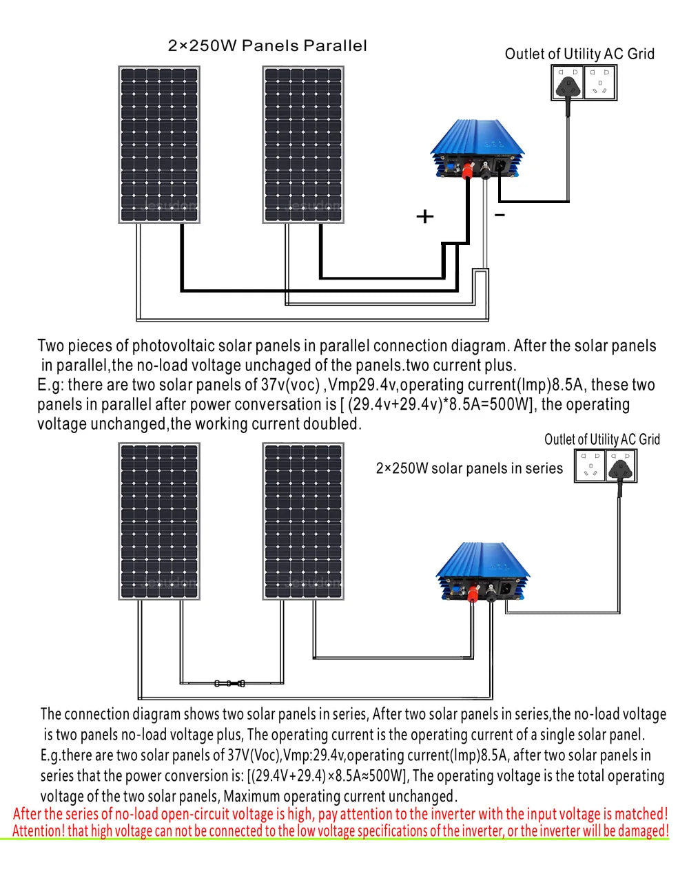 Grid Tie Micro 12V 24V 48V la AC 110V sau 220V 500W 600W MPPT Invertor conectat la rețea solară Putere de descărcare a bateriei reglabilă