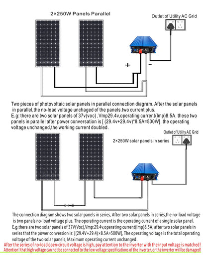 Grid Tie Micro 12V 24V 48V la AC 110V sau 220V 500W 600W MPPT Invertor conectat la rețea solară Putere de descărcare a bateriei reglabilă