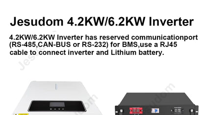 Dual Output On/Off Grid Solar Inverter4.2KW 24V 6.2KW 48V10.2KW With BMS Ports Dual MPPT PV Input Pure Sine Wave Hybrid Inverter