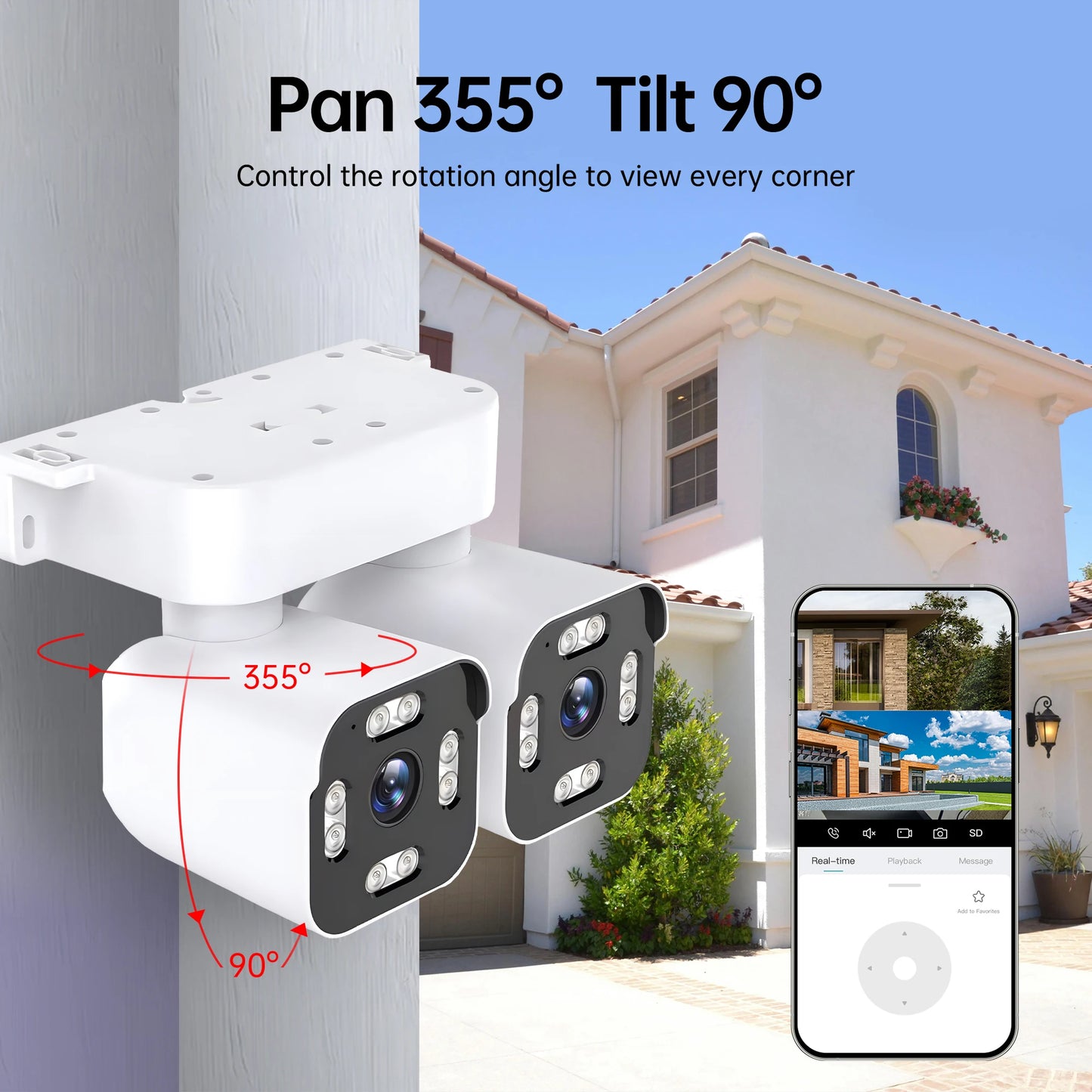 Caméra IP Bullet Wifi PTZ 5MP 10X Zoom double objectif Suivi automatique extérieur Caméra de surveillance vidéo CCTV étanche avec vue panoramique