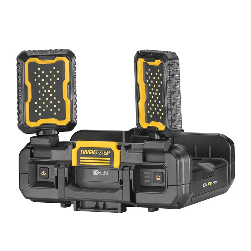 DEWALT DWST08061 2.0 TOUGHSYSTEM Lumină de lucru reglabilă cu depozitare 2 în 1 cu capete LED Cutie compactă de depozitare