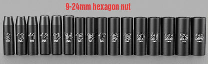 20pcs 1/2" Drive Metric Impact Socket Set Universal Socket Metric Drive Deep Socket Set Wrench for Air Pneumatic Repair Tools