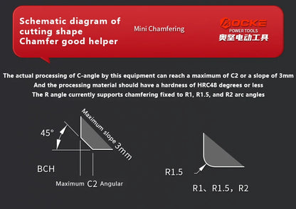 AOCKE AX311S Pneumatic Chamfering Machine Portable 45 Degree Chamfer Machine Metal Trimming 45° Arc Beveling Machine Air Tools