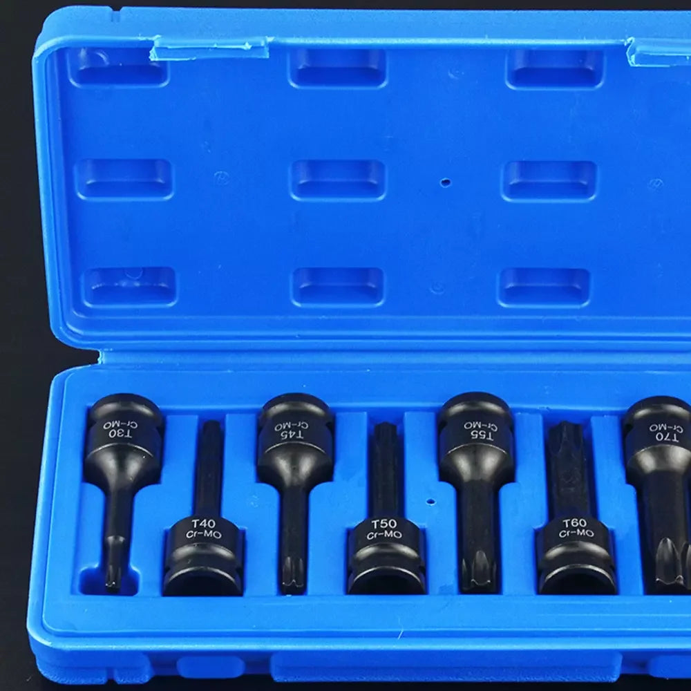 10pc wrench sockets T20-T80 power socket set Socket Wrench Set Car tool set 1/2 inch TORX socket Tool Auto Repair Tools