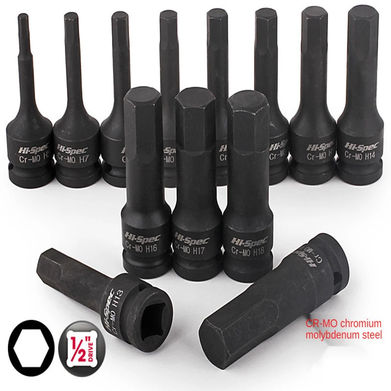 1/2 Adaptor universal pentru cheie cu impact Adaptor pentru cheie Cr-MO Set chei Set chei priză cu cap hexagonal Air Impact Craftsman H5-H19