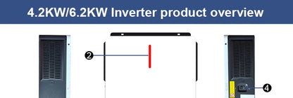 Dual Output On/Off Grid Solar Inverter4.2KW 24V 6.2KW 48V10.2KW With BMS Ports Dual MPPT PV Input Pure Sine Wave Hybrid Inverter