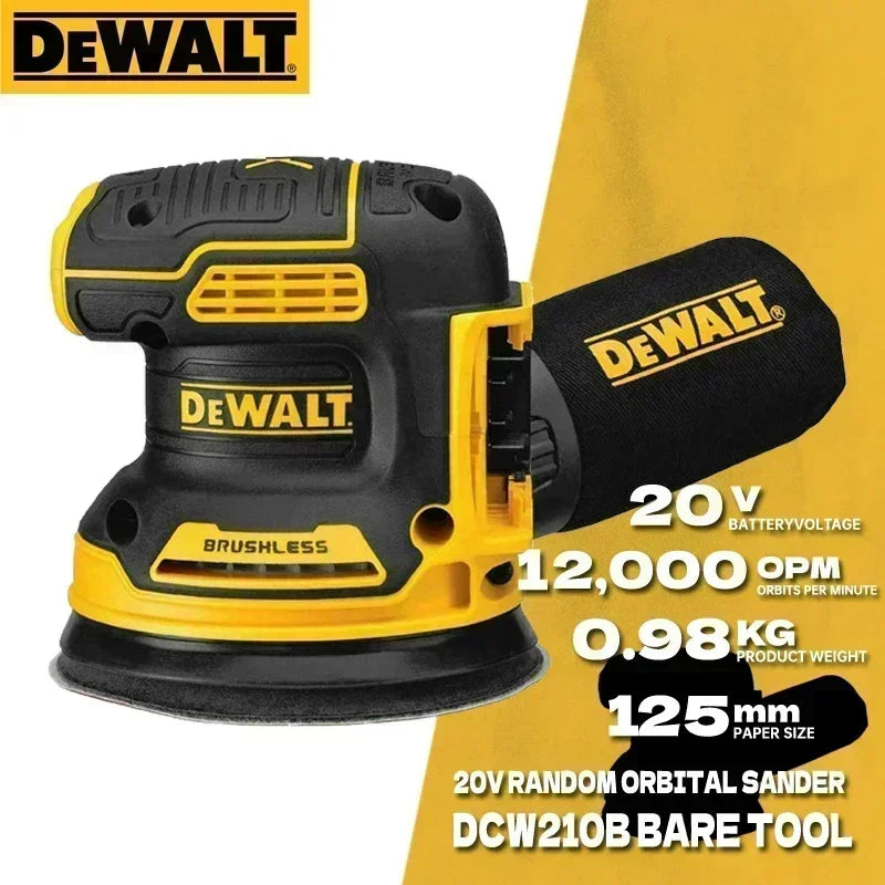 Ponceuse orbitale aléatoire sans fil DEWALT DCW210 20 V Outil électrique sans balais à vitesse variable DCW210B Polissage par vibration portatif