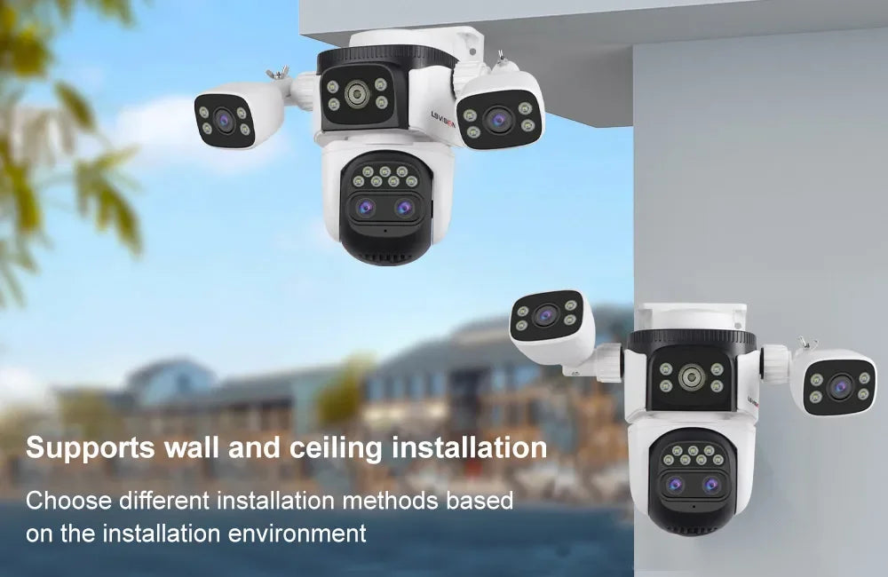 LS VISION 20MP Cameră de securitate WiFi cu patru ecrane pentru exterior Zoom optic 10X cu patru lentile Urmărire automată umană Camere CCTV rezistente la apă