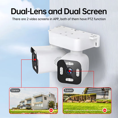 Caméra IP Bullet Wifi PTZ 5MP 10X Zoom double objectif Suivi automatique extérieur Caméra de surveillance vidéo CCTV étanche avec vue panoramique