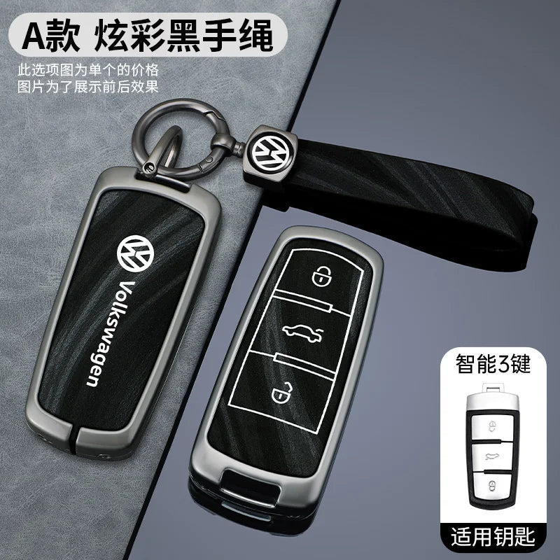 Leather Car Zinc Alloy  Key Case Cover Remote Shell For Volkswagen VW Passat  3C CC B6 B7 B7L R36 Maogotan B5 Keychain Accessory