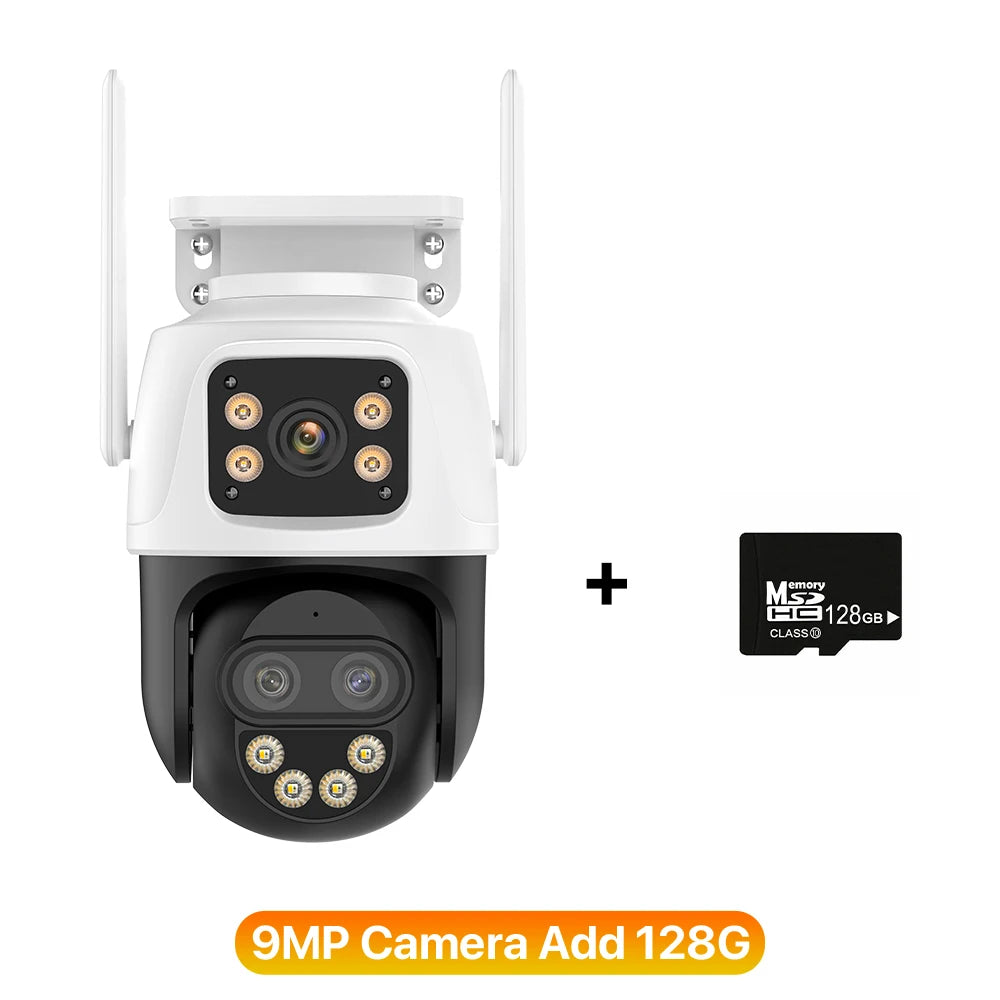 Caméra WIFI 9MP 5K Zoom 8X Trois objectifs Caméra de sécurité WiFi 4MP Caméra IP Vision nocturne couleur Caméra de surveillance à suivi automatique Ai ICSee