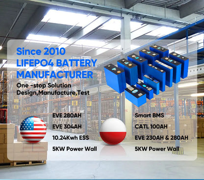 LifePo4 280Ah Grade A Batteries Poland Stock Battery 6000 Cycles Lifepo4 Battery 12V 48V Rechargable Battery For Solar