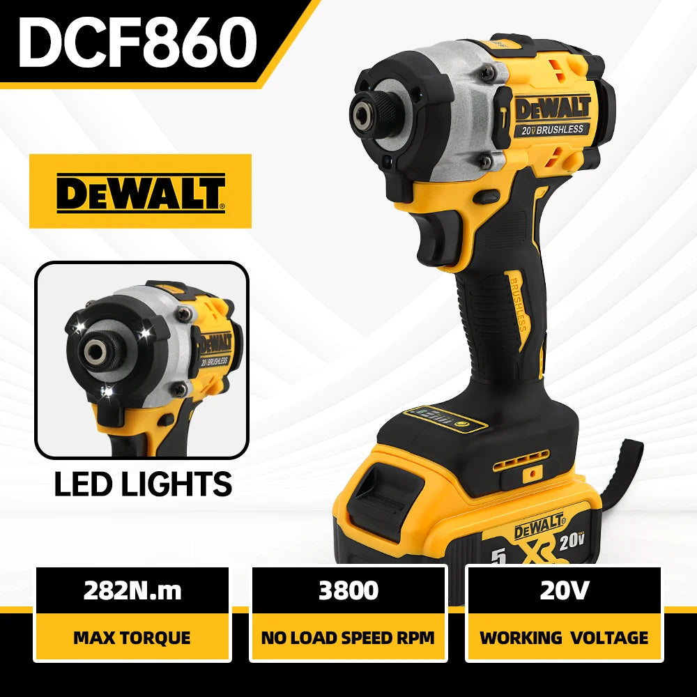 Mașină de găurit compactă cu acumulator DEWALT DCF860, baterie de 20 V, fără perii, cu perii, unelte electrice