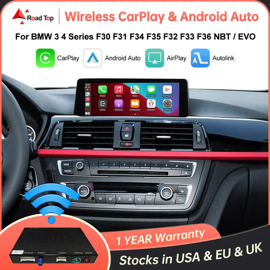 Decodor automat Android CarPlay wireless pentru BMW Seria 3 4 F30 F31 F32 F33 F34 F35 F36 2011-2016, cu MirrorLink Car Play