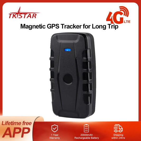 TKSTAR TK918 4G Tracker GPS pentru mașină Localizator GPRS pentru vehicule magnetice 20000mAh Timp de așteptare lung Impermeabil Alarma de șoc Aplicație gratuită