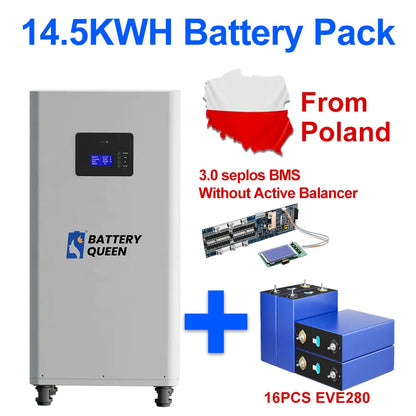 Polonia Lifepo4 14.5KWH EVE280K GradeA+ 8000 de cicluri 3.0 Seplos Kit de baterii DIY Pachet de baterii Fără echilibru activ Solar de acasă