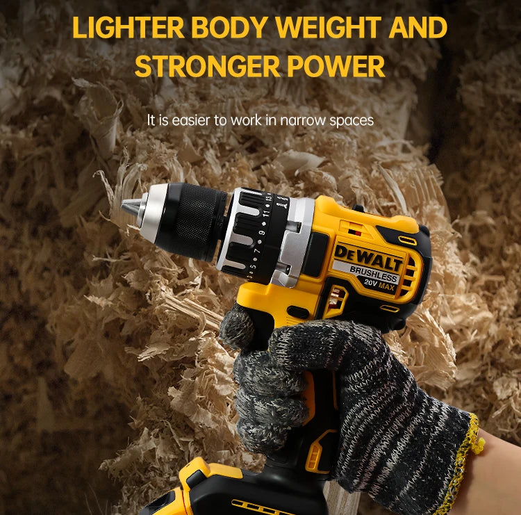 DEWALT DCD796 Burghiu electric 13mm Șurubelniță portabilă fără perii 70 Nm Mașină de găurit cu impact Litiu reîncărcabilă 20V Unealtă electrică