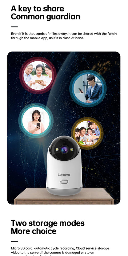 Caméra WiFi Lenovo 5MP Caméra de surveillance IP sans fil d'intérieur pour maison intelligente Suivi automatique Sécurité CCTV Surveillance Baby Monitor