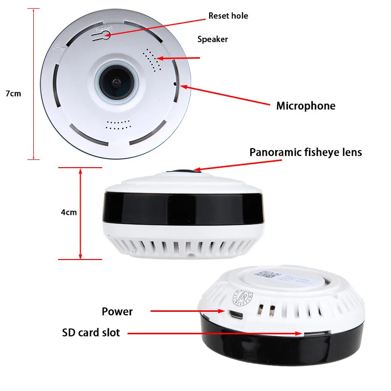 Saikiot V380 5MP Caméra panoramique WIFI CCTV sans fil Caméra de sécurité à domicile Caméra panoramique 360 ​​180 degrés Caméra panoramique WIFI Fisheye