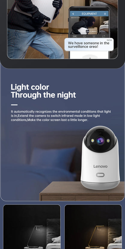 Caméra WiFi Lenovo 5MP Caméra de surveillance IP sans fil d'intérieur pour maison intelligente Suivi automatique Sécurité CCTV Surveillance Baby Monitor