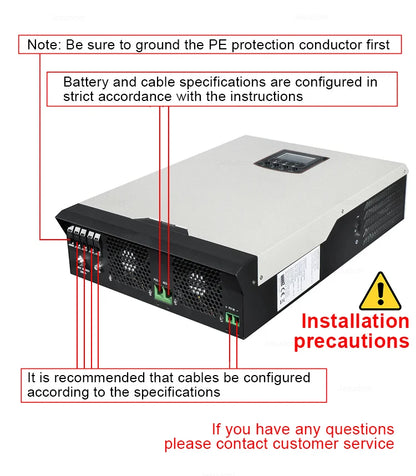 5.5KW 48VDC to 220VAC Solar Hybrid Inverter Pure Sine Wave 100A MPPT Solar Charge Controller with WIFI Can Work Without Battery