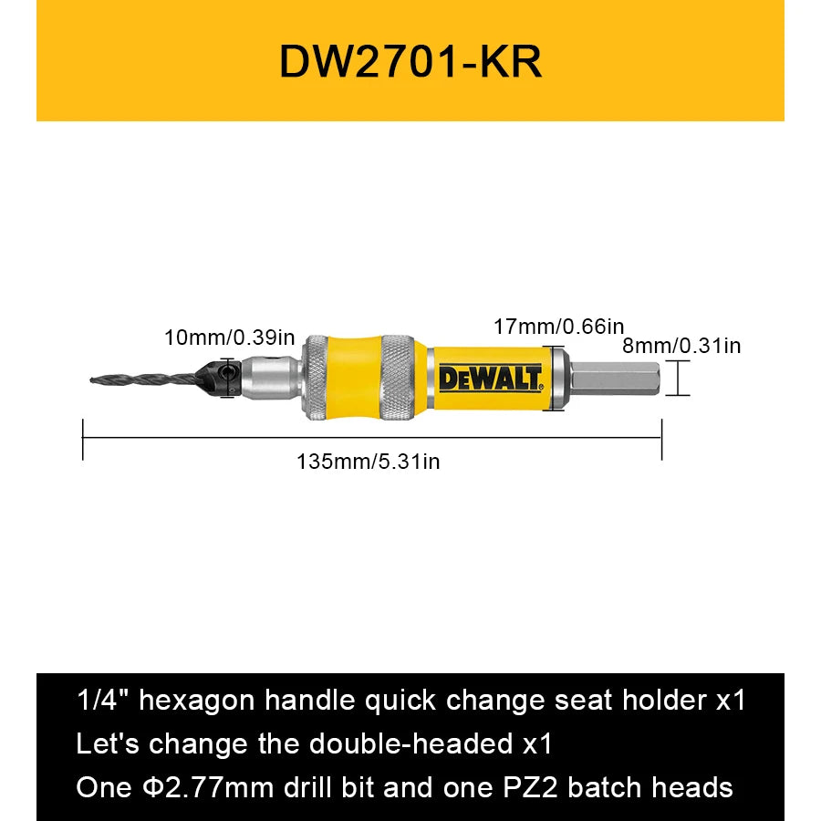 DEWALT 2 în 1 Burghiu Flip Drive Unitate completă 6mm 8mm 10mm #6 #8 #10 Burghie pentru lemn pentru frecare Seria DW270