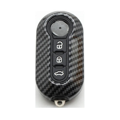 3 Buttons Carbon ABS Car  Folding Key Case Cover for Fiat Ducato 500 500L Panda Grande Punto Lancia Musa Remote Key Shell