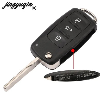 jingyuqin 5K0837202AD/202Q cheie de mașină cu telecomandă 434Mhz pentru VW VOLKSWAGEN Caddy Eos Golf Jetta Polo Scirocco Tiguan ID48 Chip fob