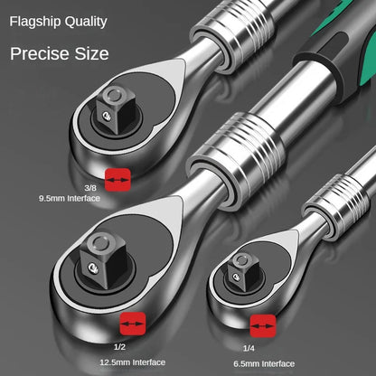 Telescopic Socket Ratchet Wrench for Automotive Repair Adjustable Head Ratchet Set 72 Tooth Quick Release Wrench Manual Tool