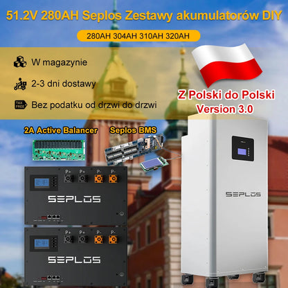 Poland 3.0 Mason Seplos Case BMS Lifepo4 Battery 48V 280AH 304AH 310AH 320AH Power Bank 2A Balancer Rechargeable Solar