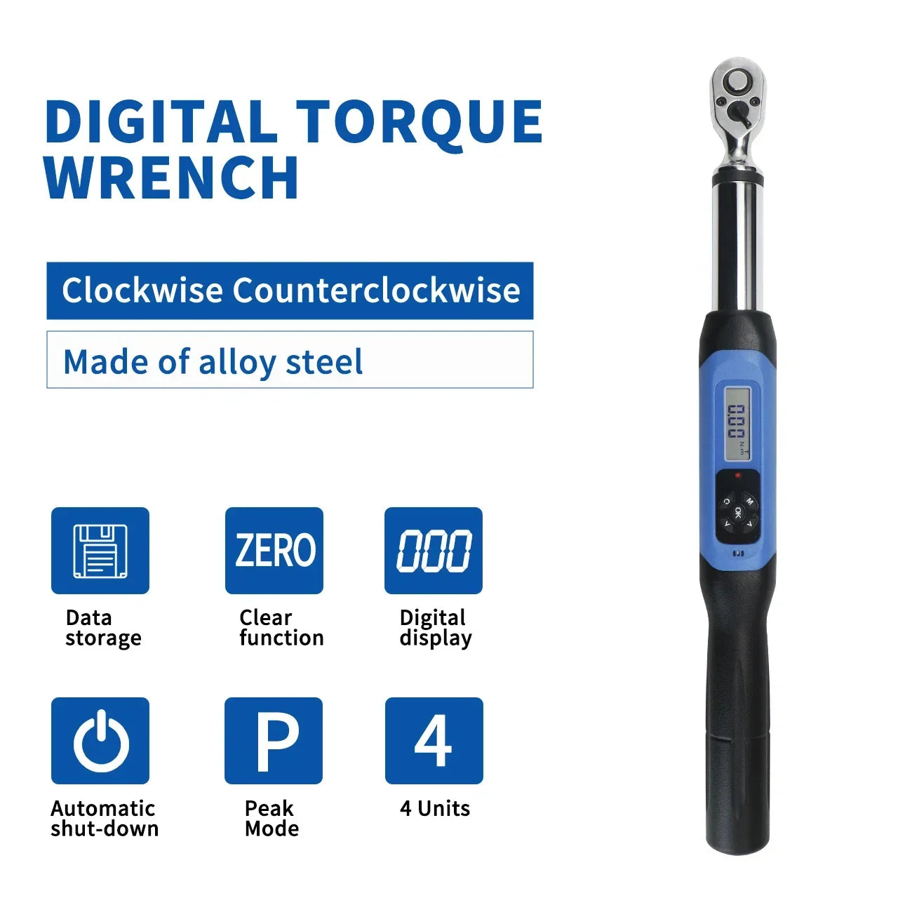 Shahe Tools Torque Wrench 1/4" 3/8" Adjustable Wrench Bidirectional Ratchet Head Torque Wrench Digital Hand Tools AWJ