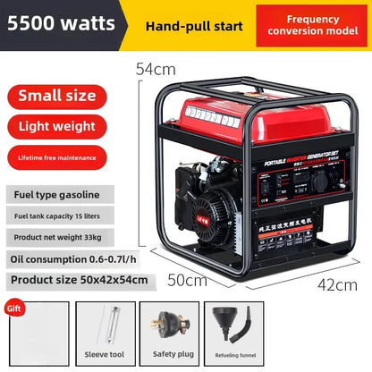 Gasoline generator 220V household small single three-phase 380 volts dual voltage 5KW6/8/10 kW frequency conversion outdoor