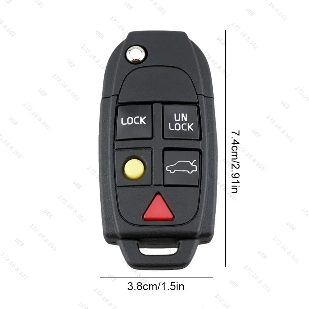 5 Buttons Flip Remote Key Case FOB Replacement Fit for VOLVO S60 2000-2009 / S80 1999-2006 /V70 2000-2007 XC90 2002-2013 Car Key