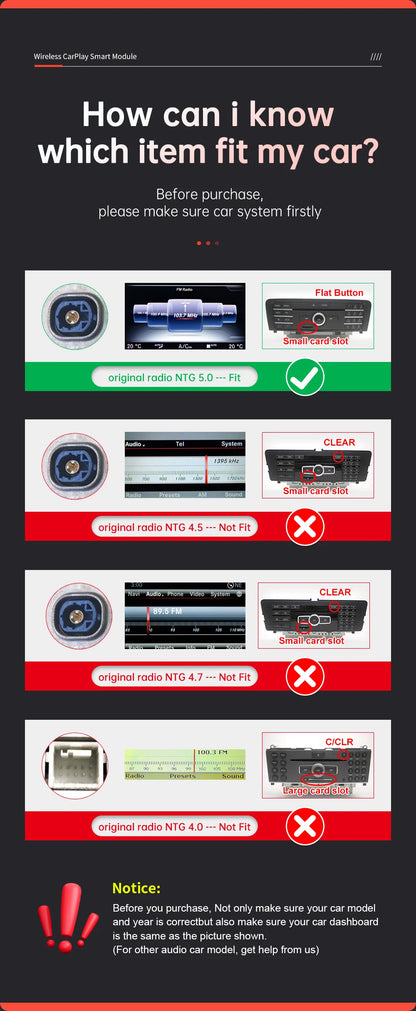 Wireless CarPlay Android Auto Decoder for Mercedes Benz GLC C-Class W205 2015-2018 with MirrorLink AirPlay Car Play Camera