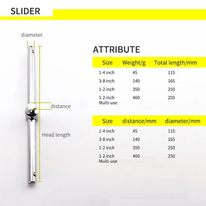 1/4" 3/8" 1/2" Prelungire cheie tubulară glisantă T Bar Instrumente de reparație auto Material Crv