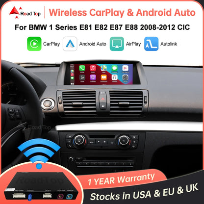 Wireless CarPlay pentru sistemul BMW CIC Seria 1 E81 E82 E87 E88 2008-2012 cu Android Auto Mirror Link AirPlay Car Play navigație