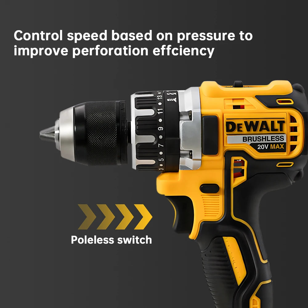 DEWALT DCD796 Burghiu electric 13mm Șurubelniță portabilă fără perii 70 Nm Mașină de găurit cu impact Litiu reîncărcabilă 20V Unealtă electrică