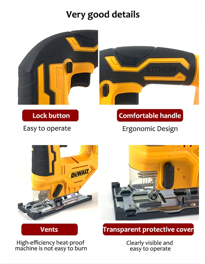 Scie courbe sans fil Dewalt 2700 tr/min Réglage de coupe à 45 degrés pour le travail du bois Outils électriques spéciaux pour batteries Dewalt 20 V