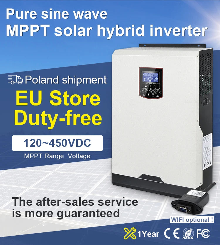 Hybrid Solar Inverter 48v 5.5kw 220v Pure wave 120-450VDC Mppt Solar Charge Controller With Wifi 24v 3.5kw Inverter Solar