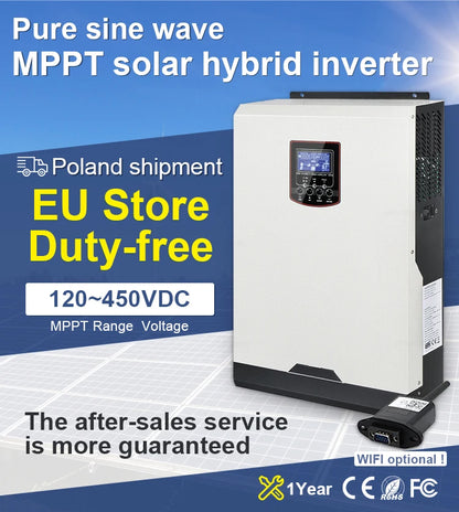 Hybrid Solar Inverter 48v 5.5kw 220v Pure wave 120-450VDC Mppt Solar Charge Controller With Wifi 24v 3.5kw Inverter Solar