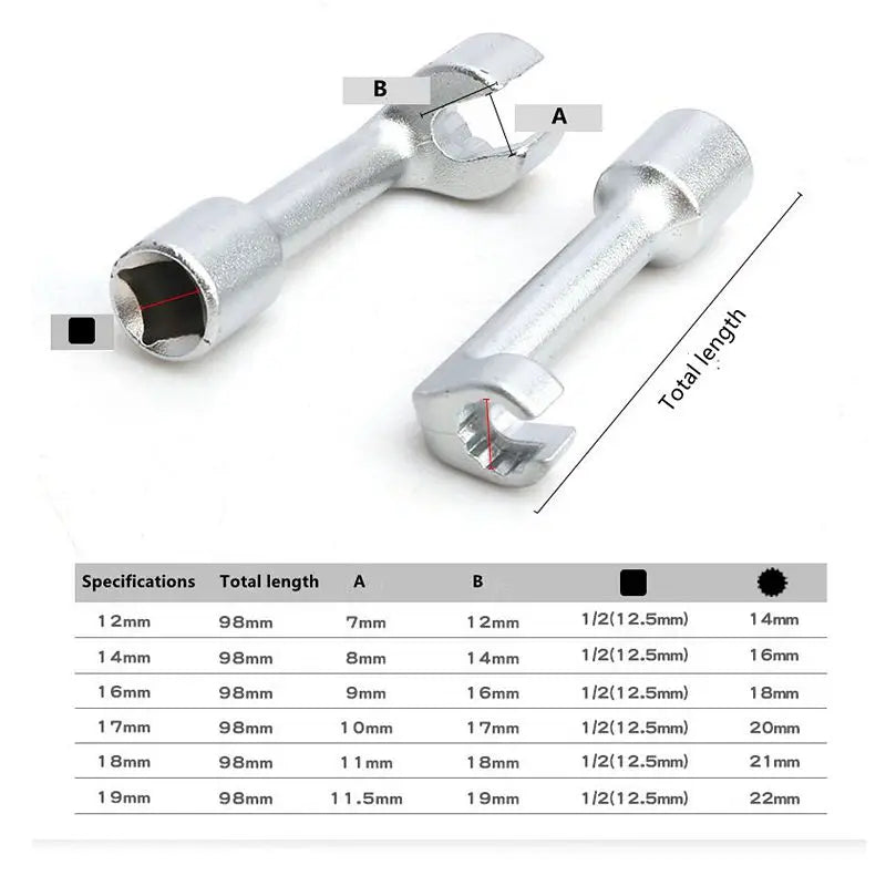 Krachtige cheie tubulară în formă de L, deschisă, hexagonală, cu fante, pentru îndepărtarea conductei de combustibil Instrumente de reparații auto