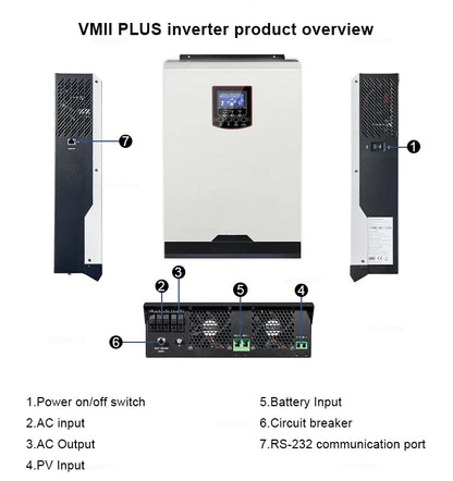 5.5KW 48VDC to 220VAC Solar Hybrid Inverter Pure Sine Wave 100A MPPT Solar Charge Controller with WIFI Can Work Without Battery