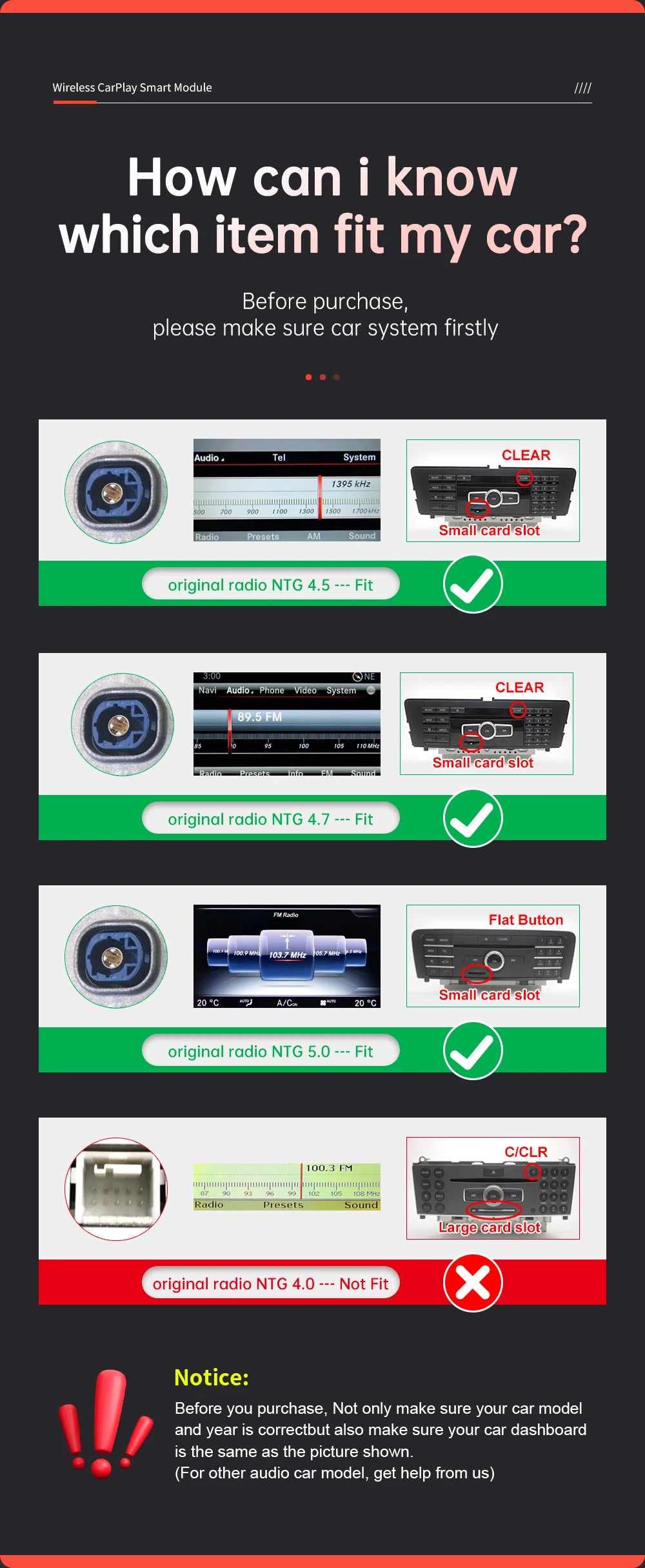 Road Top Wireless CarPlay Android Auto module for Mercedes Benz G-Class W463 2012-2018  G63 G65 AMG G500 NTG4.5 NTG4.7 NTG5.0