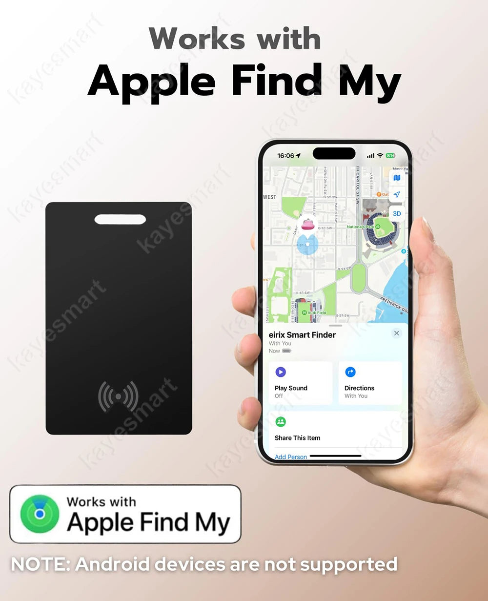 Suivi de charge sans fil Localisation Portefeuille Tracker Carte Localisateur GPS Étiquette intelligente iPhone Appareil Apple Find My APP Remplacement itag