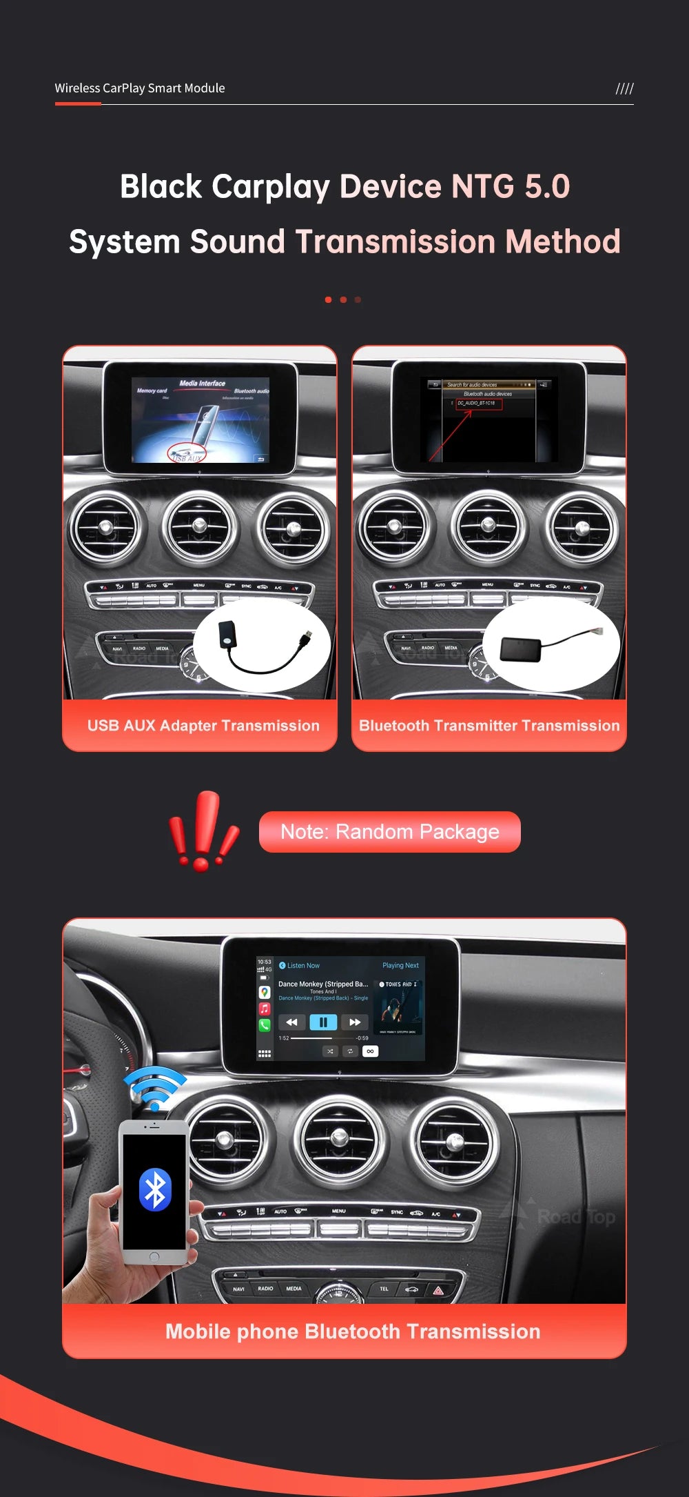 Wireless CarPlay Android Auto Decoder for Mercedes Benz GLC C-Class W205 2015-2018 with MirrorLink AirPlay Car Play Camera